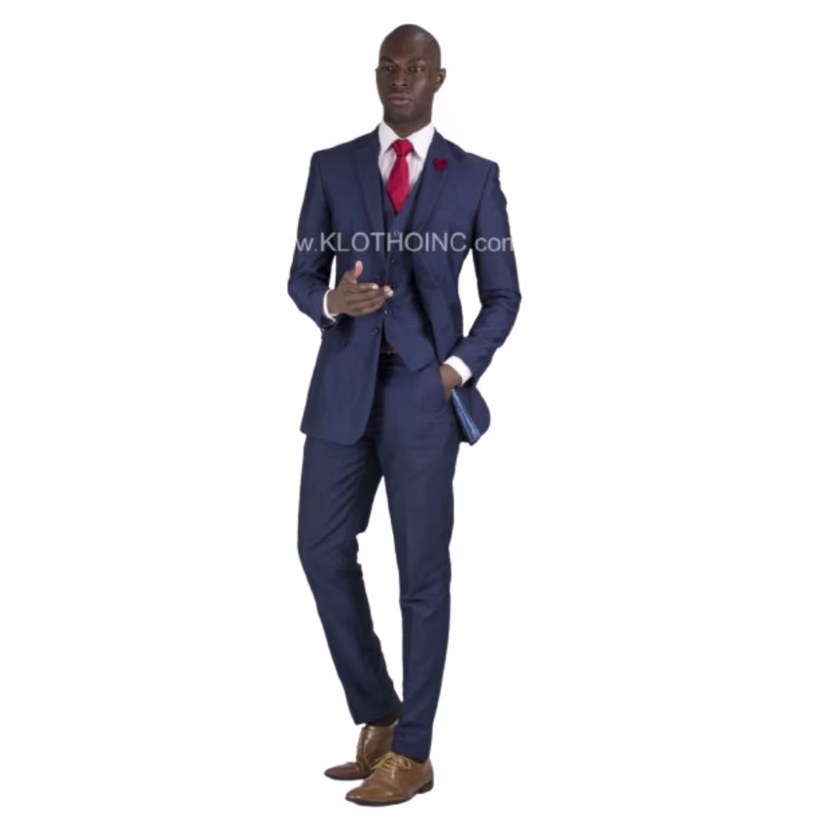 Traje Klotho Azul Media Noche, Corte Slim Fit, Saco Dos Botones, Solapa Regular con Cuello Triangular