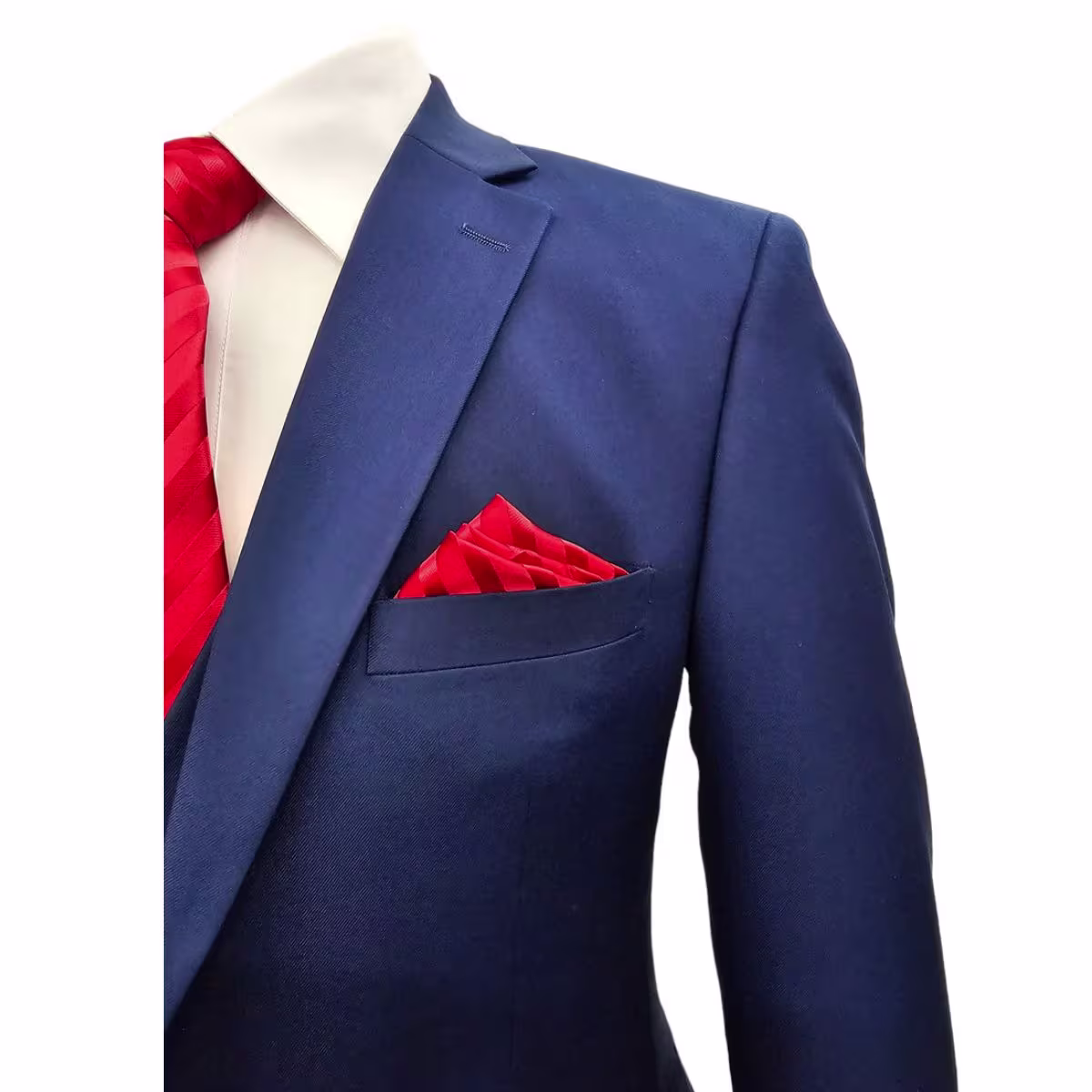7 Traje Azul Profundo 4030, Corte Slim 3 Piezas, Saco de Dos Botones y Solapa Triangular