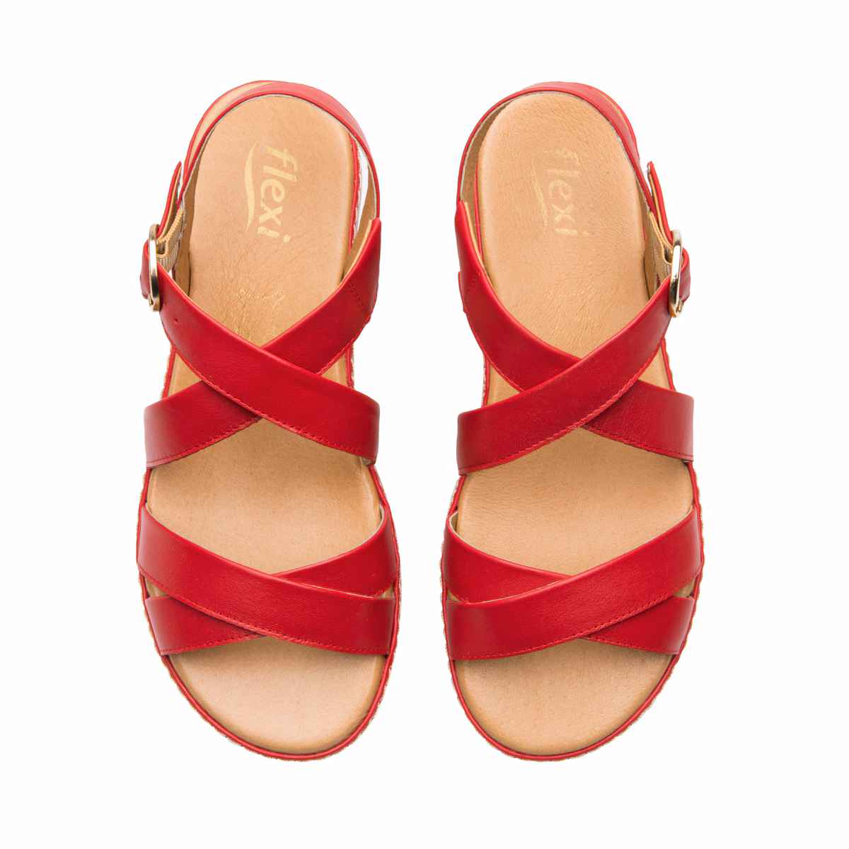 100227-carmin-arriba-par Sandalia Confort Casual Flexi Para Mujer en 100% Piel - Estilo 100227 Carmin