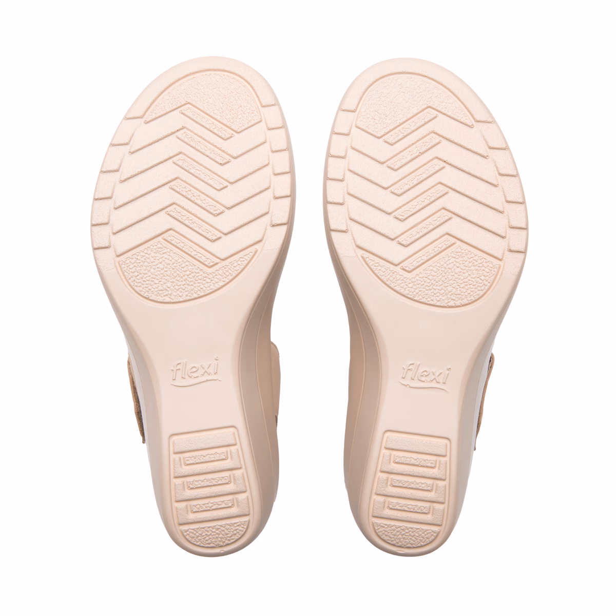 116023-beige-abajo-par Sandalia Cuña Baja Flexi para Mujer con Diseño Elegante - Estilo 116023 Beige