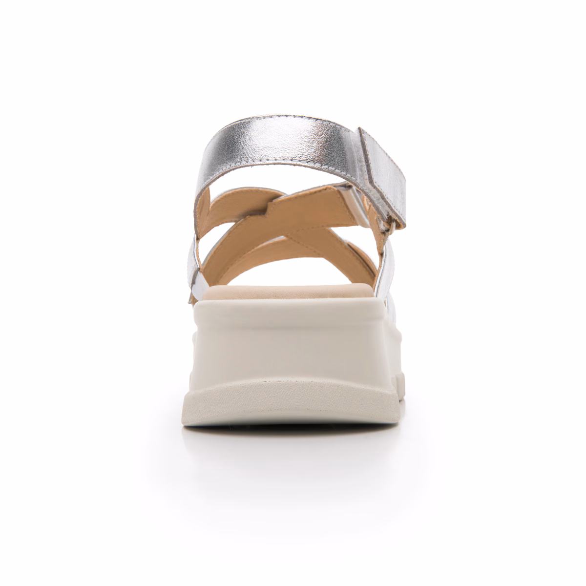 128513-plata-atras Sandalia Plataforma Casual Flexi para Mujer con Diseño Moderno - Estilo 128513 Plata