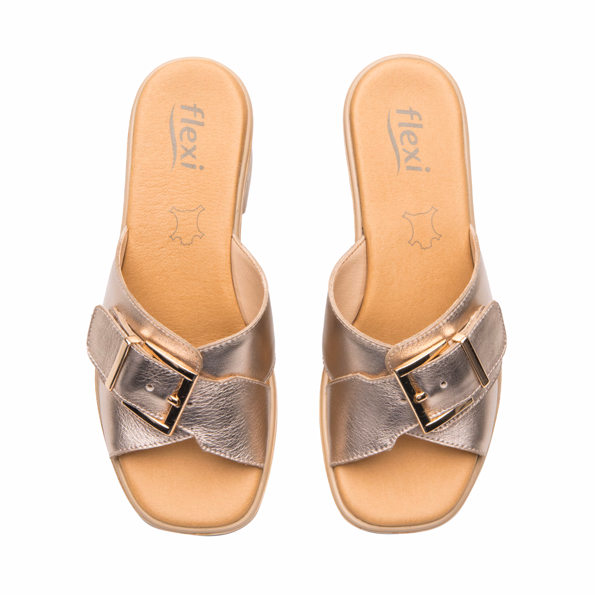 133501-oro-rosado-arriba-par Sandalia de Tacón Medio Flexi para Mujer con Diseño Elegante - Estilo 133501 Oro Rosado