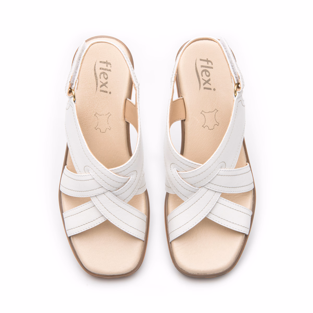 133504-blanco-arriba-par Sandalia Tacón Medio Flexi para Mujer con Diseño Elegante - Estilo 133504 Blanco