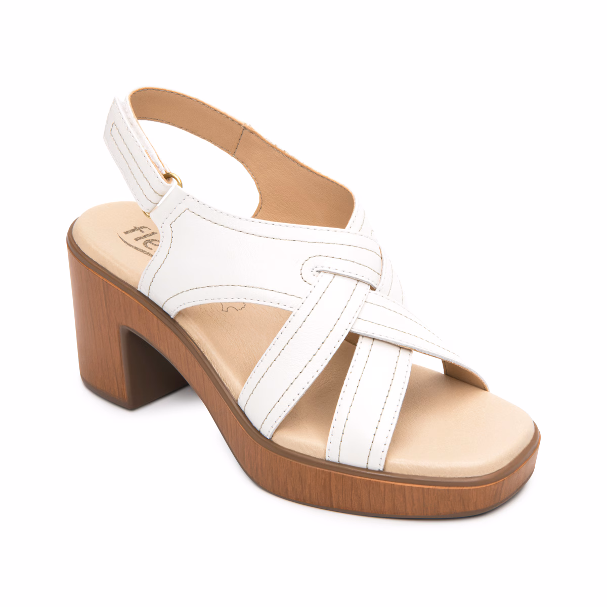 133504-blanco-derecha Sandalia Tacón Medio Flexi para Mujer con Diseño Elegante - Estilo 133504 Blanco