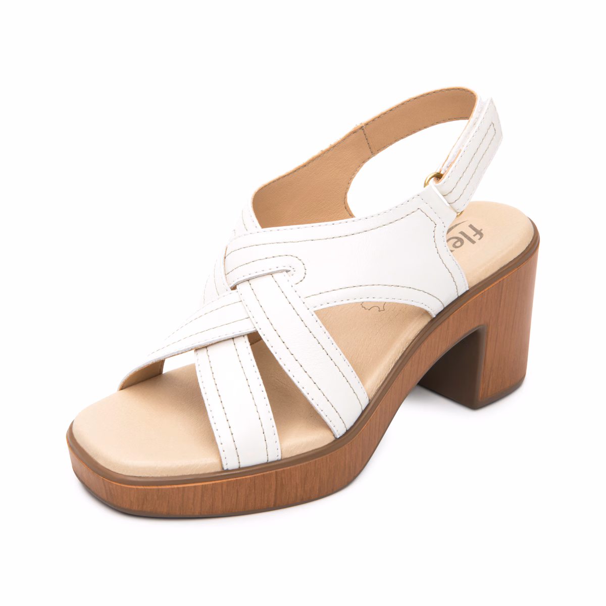 133504-blanco-izquierda Sandalia Tacón Medio Flexi para Mujer con Diseño Elegante - Estilo 133504 Blanco